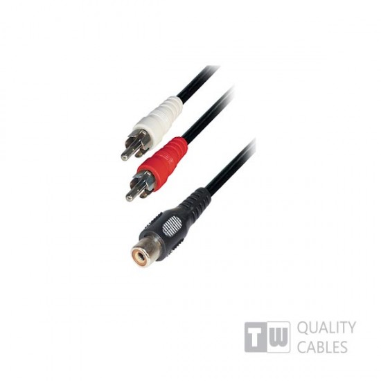 3M M/F  2RCA Plug to 1RCA Jack Nickel