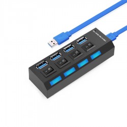 USB 3.0 HUB 4-Port Hi-Speed w/Switches & Blue LED Desing KO282