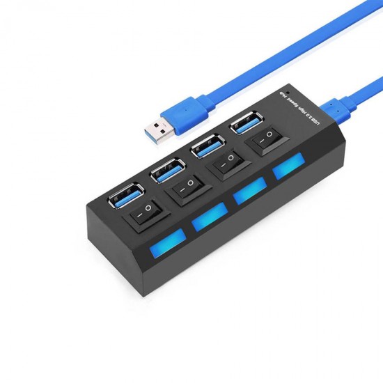 USB 3.0 HUB 4-Port Hi-Speed w/Switches & Blue LED Desing KO282