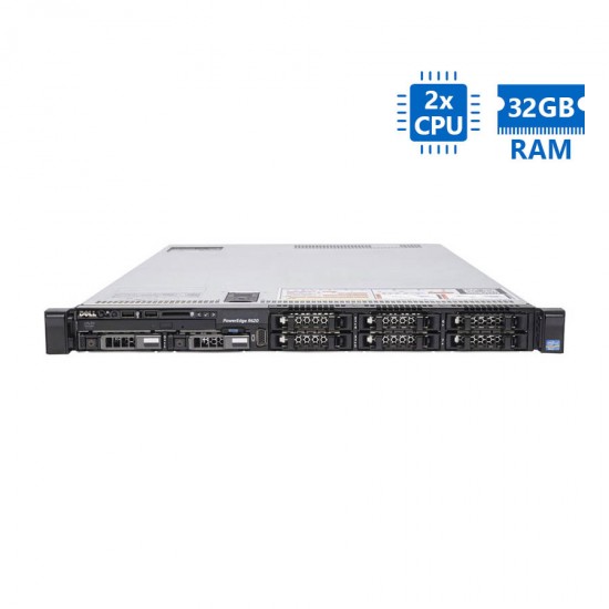 Refurbished Server Dell Poweredge R620 R1U 2xE5-2630v2/32GB DDR3/2x900GB SAS 10K/8xSFF/2xPSU/DVD/Per Refurbished Server Dell Poweredge R620 R1U 2xE5-2630v2/32GB DDR3/2x900GB SAS 10K/8xSFF/2xPSU/DVD/Per