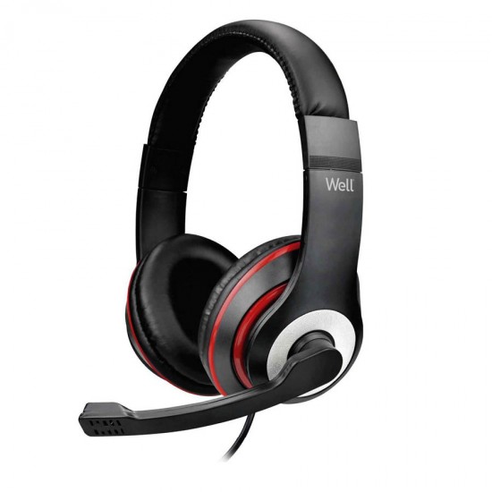 Well Ακουστικό με μικρόφωνο USB 1.8m HEADSET-S02BK-WL