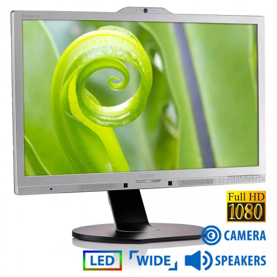 Used Monitor 241P6Q LED/Philips/24”FHD/w/Camera/w/Speakers/1920x1080/Wide/Silver/Black/D-SUB & DVI-D