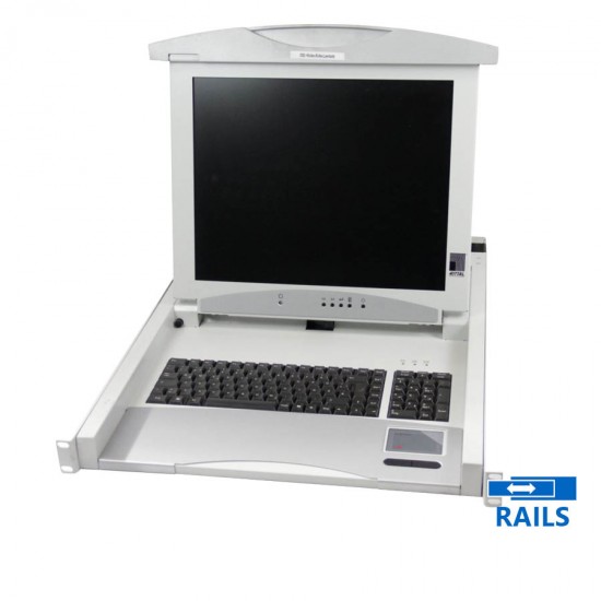 Used Rackmount 1U Monitor w/Keyboard 9055302 TFT/RITTAL/17”/1280x1024/White/D-SUB & 2xPS/2 & USB & R Used Rackmount 1U Monitor w/Keyboard 9055302 TFT/RITTAL/17”/1280x1024/White/D-SUB & 2xPS/2 & USB & R