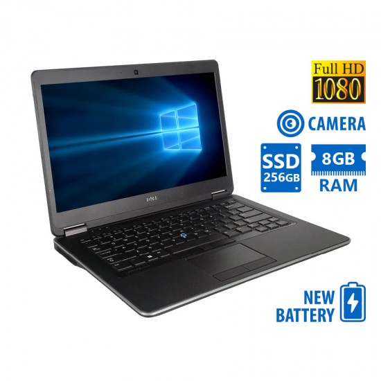 Dell (A-) Latitude E7440 i5-4300U/14”FHD/8GB DDR3/256GB SSD/No ODD/Camera/New Battery/Grade A- Refur