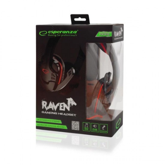 Raven Ακουστικό με μικρόφωνο gaming Κόκκινο EGH310R