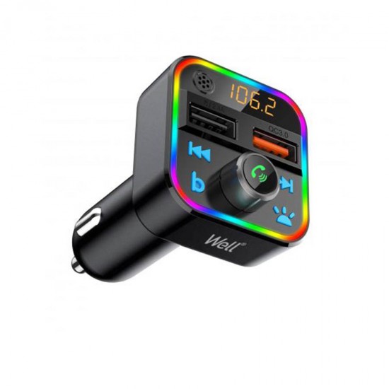 Well Car Mp3 Fm Transmitter με λειτουργία Hands-Free FMTRANS-BT-ESPRIT-WL