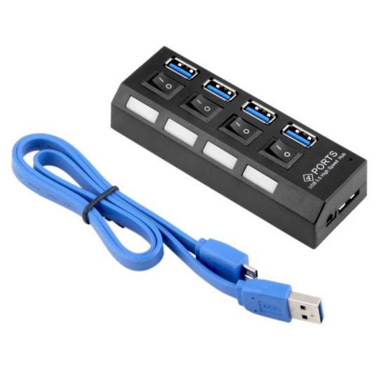 USB 3.0 HUB 4-Port Hi-Speed w/Switches & Blue LED Desing KO282