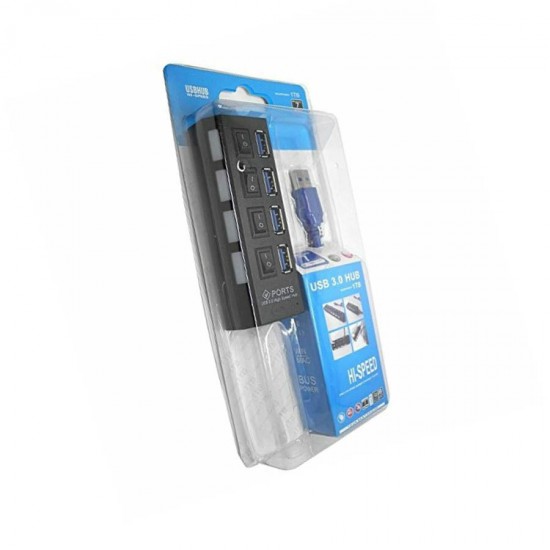 USB 3.0 HUB 4-Port Hi-Speed w/Switches & Blue LED Desing KO282