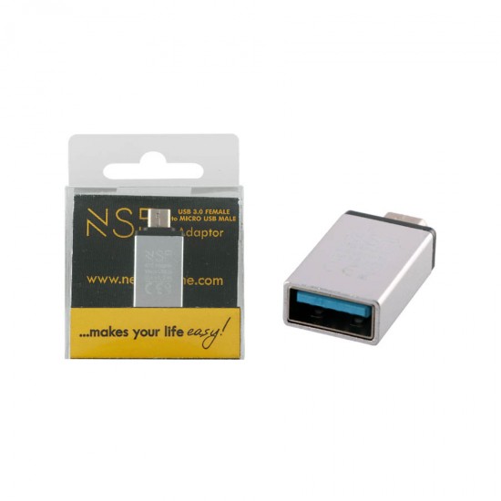 Μετατροπέας USB 3.0 OTG 2.4A FEMALE ΣΕ MICRO USB MALE SILVER NSP