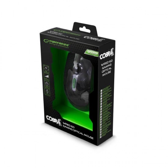 Cobra Gaming mouse ενσύρματο μαύρο/πράσινο 6 Keys 2400dpi EGM207G