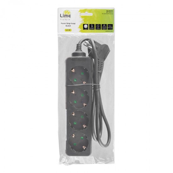 Πολύπριζα 4θ 16A 1M,3g1 μαύρο LS-4B LIME