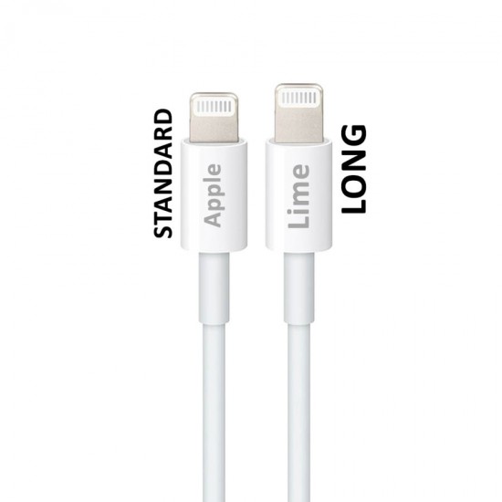 Καλώδιο Lightning Long USB 2.4A Φόρτισης - Data 1m Λευκό LULO1 Lime