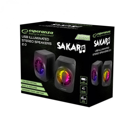 Ηχείο 2.0 USB w/LED Rainbow Sakara EGS104