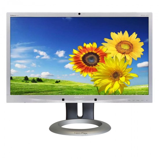 Used (A-) Monitor 241P4 LED/Philips/24”FHD/w/Camera/w/Speakers/1920x1080/Wide/Neo-Flex Stand/Silver/
