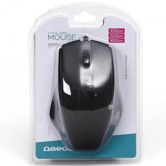 Omega Ενσύρματο Ποντίκι 1000dpi/1600dpi μαύρο OM08