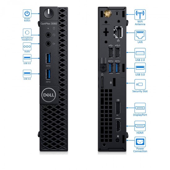 Dell Optiplex 3060 DM i3-8100T/8GB DDR4/128GB M.2 SSD/No ODD/No TPM/10P Grade A Refurbished PC Dell Optiplex 3060 DM i3-8100T/8GB DDR4/128GB M.2 SSD/No ODD/No TPM/10P Grade A Refurbished PC