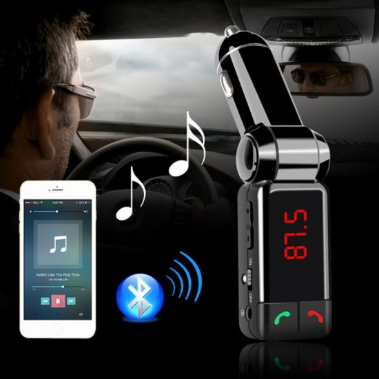 Πομπός αυτοκινήτου με οθόνη για τη μετάδοση μουσικής με USB mp3/WMA player, Bluetooth και φορτιστή