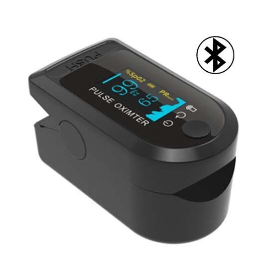 Παλμικό Οξύμετρο Δακτύλου Bluetooth σε Μαύρο χρώμα ,OLED οθόνη + 4 Μπαταρίες Δώρο