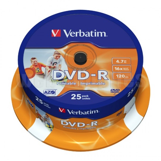 Dvd-r Verbatim 4,7GB Εκτυπώσιμο Cake 25Τεμ.